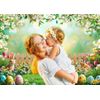 LYWYGG 7X5FT Easter Backdrop Easter Photography Background Rabbit Colorful Eggs Backdrops CP-609