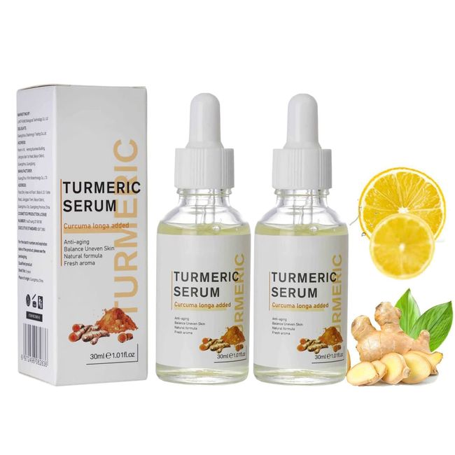 2023 New Turmeric Dark Spot Serum Oil, Turmeric Repair Face Serum, Suitable for All Skin Types (2PCS-60ml)