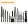 12Pcs Stud Screw Extractor Remover 1/4 Inch Hex Shank Damaged Bolt Easy Out Sets