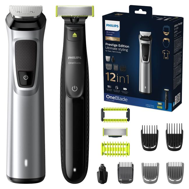 Philips Multigoom Series 9000 with OneBlade - Face and Body Hair Shaver and Trimmer (Model MG9710/93)