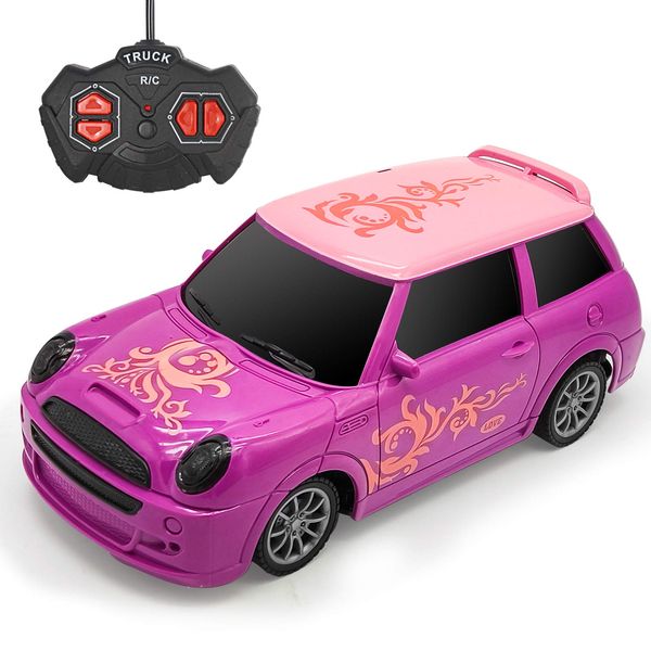 Tcvents Remote Control Car for Girls- Rc Car Pink Purple Princess Style Racing Car Vehicle with Lighting Remote Control Cars for Kids Age 3 4 5 6 7 8-12 Birthday