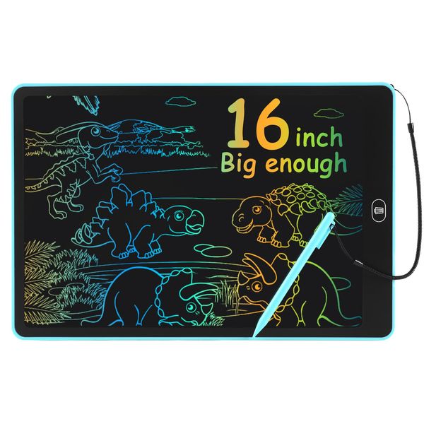 16 inch LCD Writing Tablet for Kids Adults,Colorful Drawing Pad Doodle Board School Supplies Christmas Gifts Toys for Girls Boys 3 4 5 6 7 8 Year Old Girl Boy Birthday Gift Ideas (Blue)