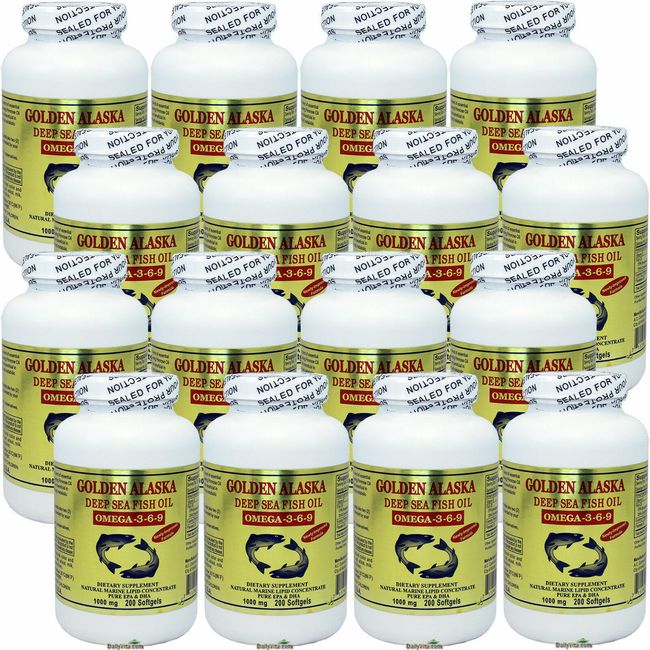 12x 200 Caps Golden Alaska Deep Sea Fish Oil Omega 3 6 9 DHA EPA FRESH USA MADE