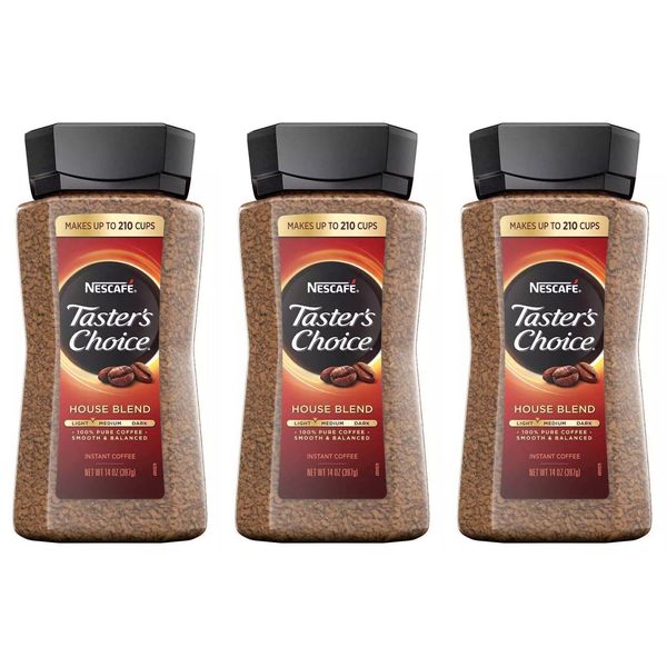 NESCAFE Taster's Choice Instant Coffee, House Blend (14 Ounce) (Pack of 3)