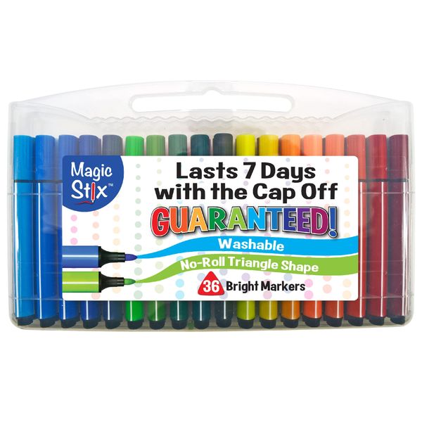 The Pencil Grip Magic Tri Stix, Non-Toxic and Washable Markers For Kids, 36 Assorted Stix Markers, TPG-399