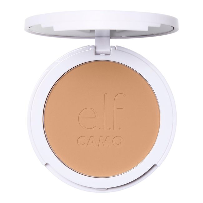 e.l.f. Camo Powder Foundation, Primer-Infundierte, Aufbaubare & Langanhaltende Foundation Mit Mittlerer Bis Voller Deckkraft, Vegan & Tierversuchsfrei, Medium 310 C, 8 g