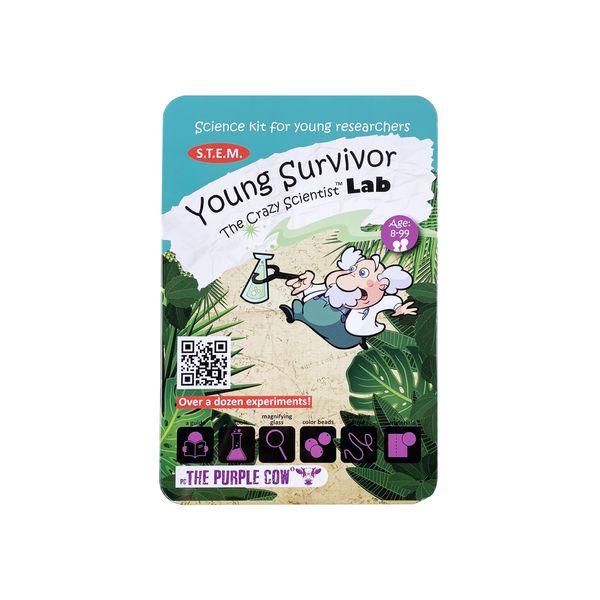 The Purple Cow - Young Survivor, Science Kits for Kids from The Famous Crazy Scientist Lab - Survival Skill Box. Kids Science Kits. STEM Educational Games for Kids, Young Survivor Skills, 191