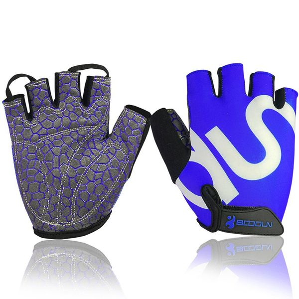 BOODUN Unisex Cycling Gloves, Blue/White, Medium