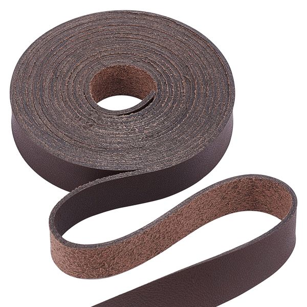 GORGECRAFT Dark Brown Leather Strap Strip 1/2 Inch Wide 79 Inch Long Leather Belt Wrap Single Sided Flat Cord for DIY Crafts Projects Clothing Jewelry Wrapping Making Bag Furniture Handles