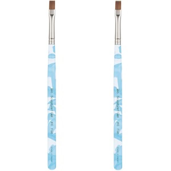 Gel Brush #6 Flat Aqua Marble (with cap) 2-piece set<br><br> Gel Brush #6 Flat Aqua Marble Set of 2