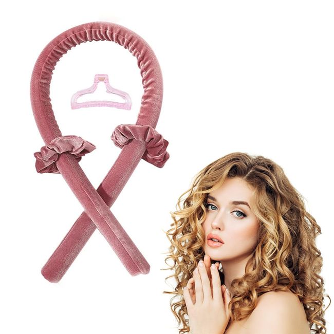 Heatless Curls Band, Hair Lockenstab Hair Rollers, Hair Curler Ribbon, Tik Tok Rutschfest Heatless Lockenwickler, mit Haarnadel,Wave Formers über Nacht,Locken Ohne Hitze Band (Rosa-1 pack)