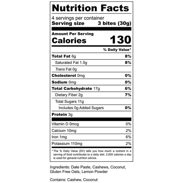 AMG Snacks Lemon Coconut Energy Bites | 4.3 oz, Pack of 6 (72 Bites Total) | Date and Nut Energy Snacks Protein Bars | Non GMO, Gluten Free, Vegan Protein Bites | Made with All Natural Ingredients