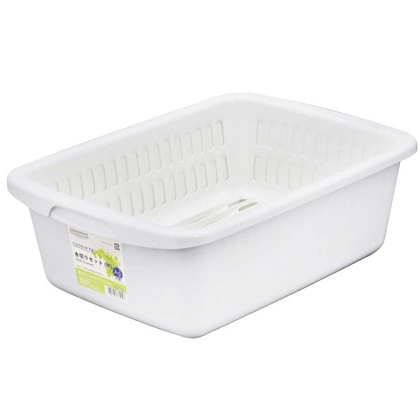 Iwasaki Industries K-1658 WH Dish Drainer Basket, M, White, Width 11.4 x Depth 15.7 x Height 5.5 inches (29 x 40 x 14 cm), Made in Japan