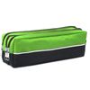 YNR Arpan Triple Pocket Zip Rectangular Large Fabric Pencil Case - School Make-up (Black) (Green)