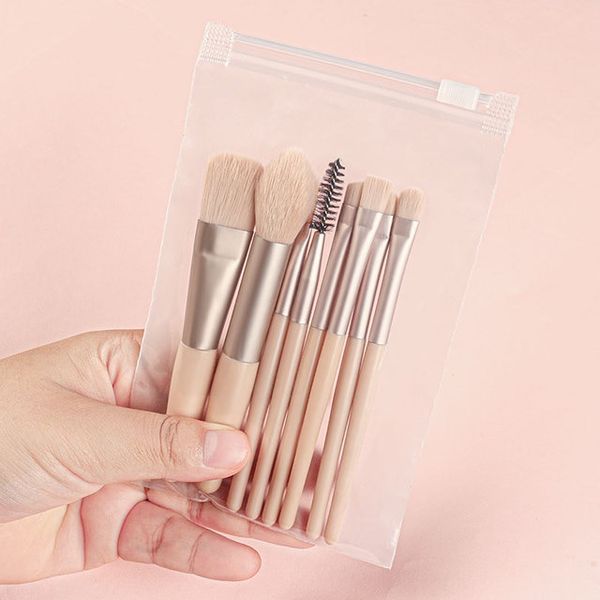 Lip Palette Mini Makeup Brush Set 8pcs for Eyeshadow Loose Powder Foundation Applicator Cosmetics Gift