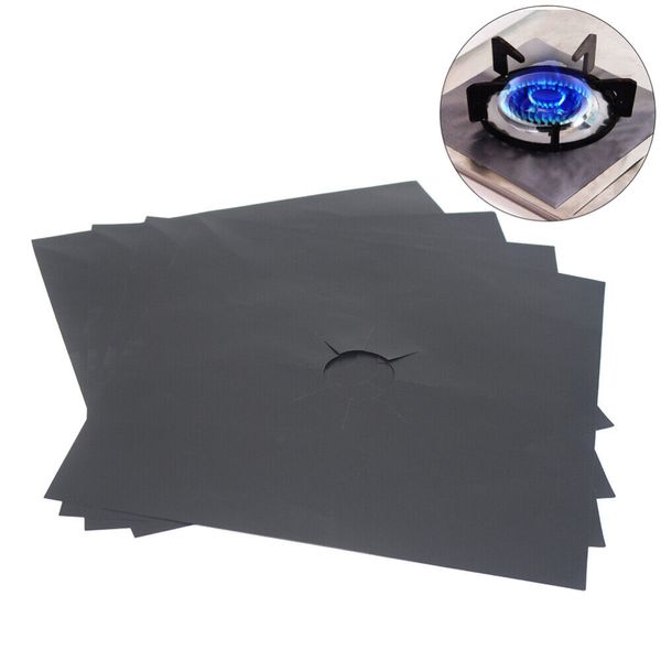 4pcs Universal Heavy Duty Oven Liner Gas Hob Protector Sheets (Black)