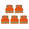 Safety Main Premium High Visibility Surveyor Vest Solid Front Mesh Back, 5 Pack, Large, Orange
