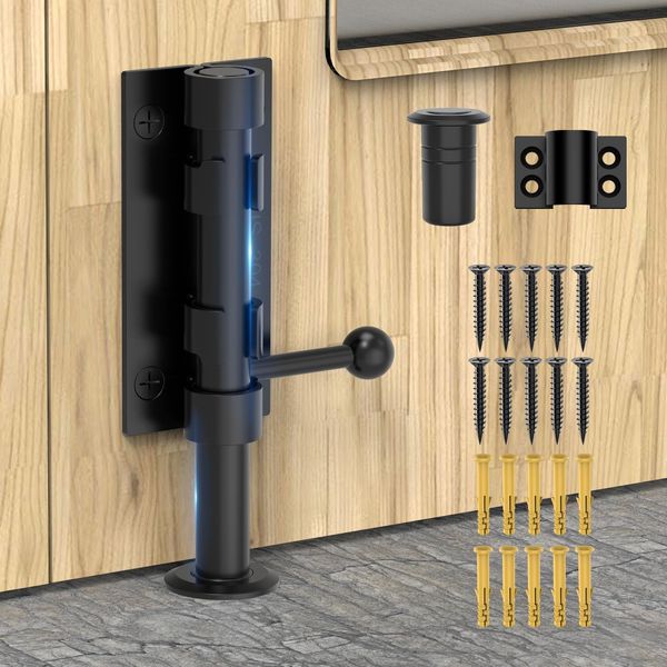 Slide Bolt Gate Latch Hardware, Barrel Bolt Latch, 6.3 Inch Heavy Duty Solid 304 Stainless Steel Black Finish for Wooden Fence/Shed Door/Yard Door/Barn Door/Interior and Outdoor Latch (Black)