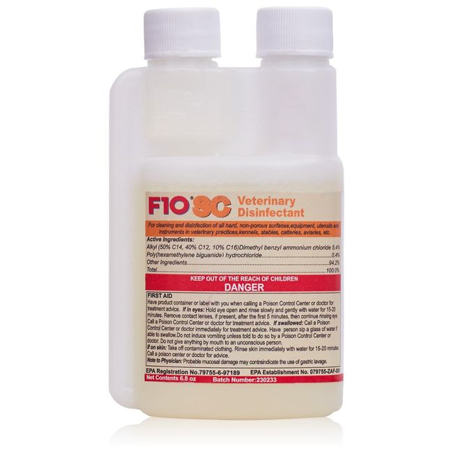 F10 SC Concentrated Veterinary Disinfectant & Cleaner for Kennels, Litter Box, Cage, Terrariums, Habitats, Vet Practices - 200 ml (6.8oz)