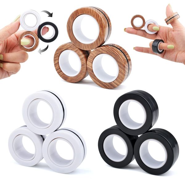 9 Pcs Magnetic Rings Fidget Toys for Teens, Adults & Kids ADHD Fidget Toy Pack for Anxiety Relief,Coolest Gifts for Teen Boys,Christmas Stocking Stuffers Gifts for Kids 8 9 10 11+ Year Old Boy & Girl