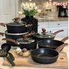 12 Pieces Kitchen Pots & Pans Set Nonstick Cookware Set Granite Coated with Lids