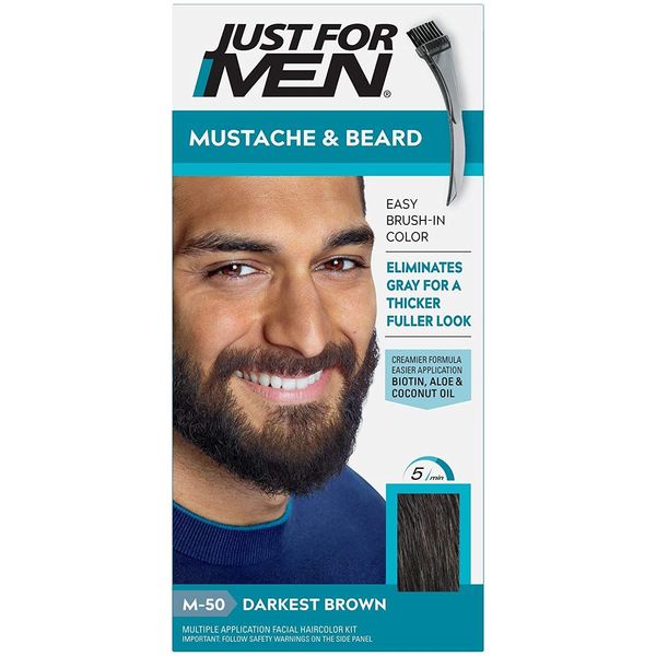 JUST FOR MEN Color Gel Mustache & Beard, M-50 Darkest Brown 1 ea (Pack of 5)