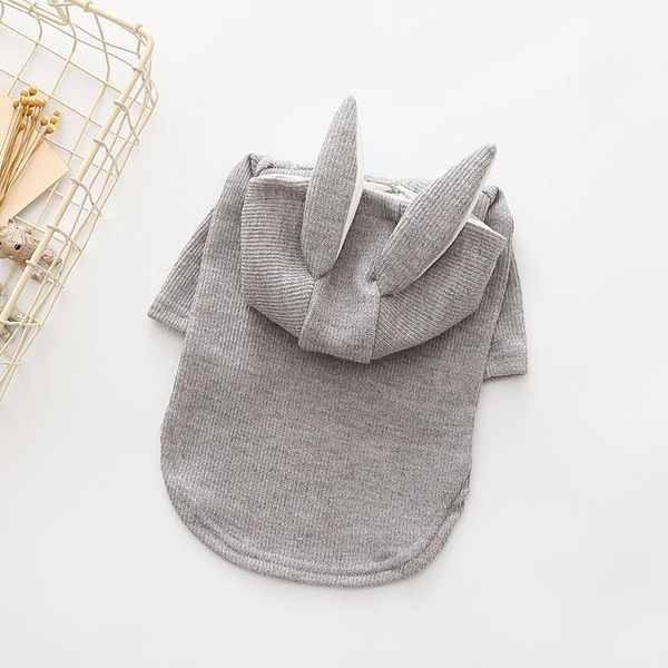 Cozy Canine Knitted Sweater With Bunny Ears - Grey / L