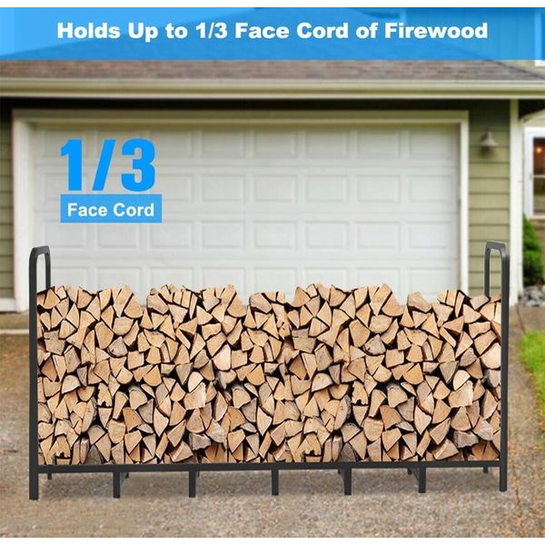 8ft Heavy Duty Firewood Log Rack Holder with carry bag  Fireplace Lumber Storage