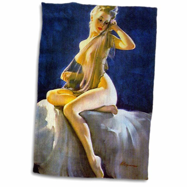 3D Rose Print of Elvgren Pinup Sheer Nude TWL_204162_1 Towel, 15" x 22"