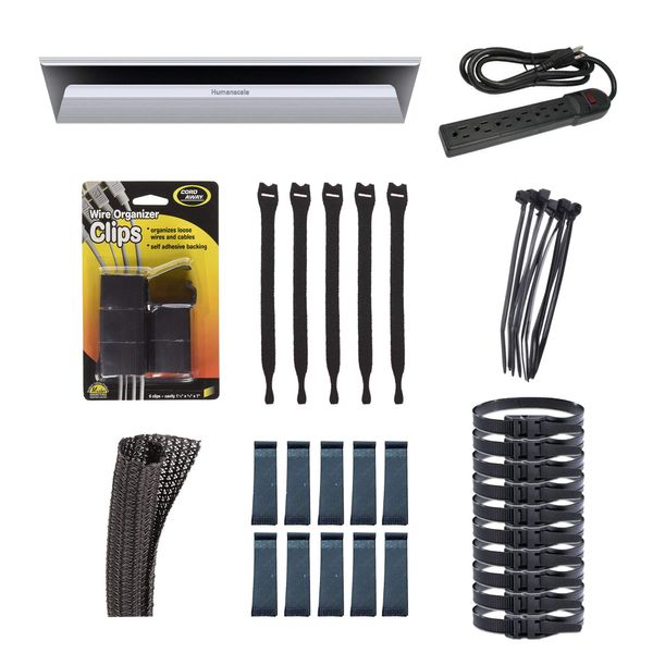 Electriduct Desk Cable Management KIT Tray, Wire Sleeve Wrap, Cable Ties - Black