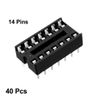 sourcing map 40pcs DIP IC Chip Socket Adaptor, 2.54mm Pitch 2 Row 14 Flat Pins Soldering