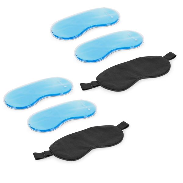 Navaris Set of 4 Gel Eye Masks - 4x Reusable Eye Masks for Hot/Cold Therapy - Reduce Puffy Eyes, Dark Circles, Headache, Swelling with Cotton Covers