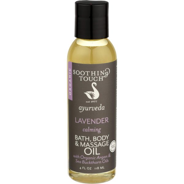 Soothing Touch Ayurveda Organic Bath, Body & Massage Oil, Calming Lavender, 4 Oz