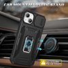 Doeshine 2 Pack Screen Protector & 360° Rotate Ring Kickstand Case for iPhone 14 & 13 (Black)
