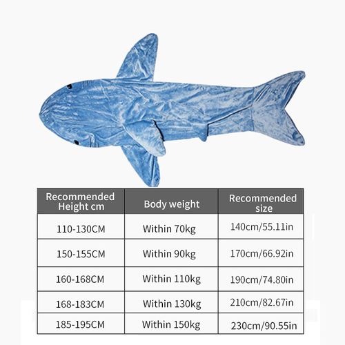 LUXTE Shark Blanket Sleeping Bag for Adults - Wearable Flannel Tail Hoodie Super Soft Fleece and Throw Gifts Womens Men Cosplay Costume (L (Adults Height 155-168CM)) (MEC-3488FD)