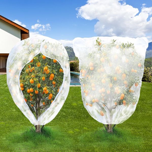 2 Packs 8 x 8ft Fruit Tree Netting Cover with Zipper and Drawstring Garden Me...