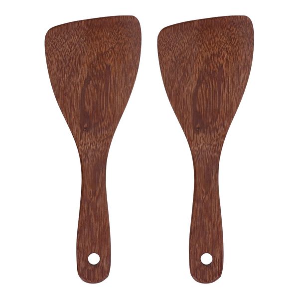 Rice Serving Scoop, 2Pcs Wooden Rice Paddle Traditional Asian Rice Spatula Rice Cooker Ladle Flat Rice Shovel Kitchen Utensil for Mixing and Serving Rice(Bevel)