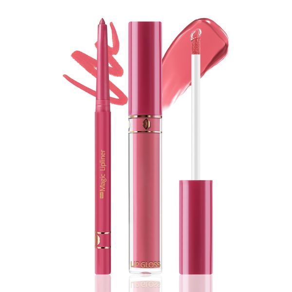 Prreal 2Pcs Lip Liner and Lipstick Makeup Set, Matte Liquid Lipstick with Lip Liner, Velvety Lipstick Makeup Kit Set, Waterproof Long Lasting Lipliner Pen Kit，#01