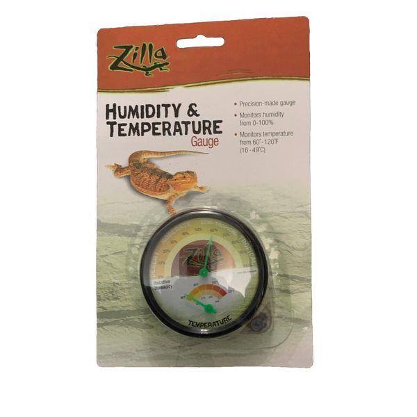 New Zilla Reptile Humidity & Temperature Dial Gauge, New In Package