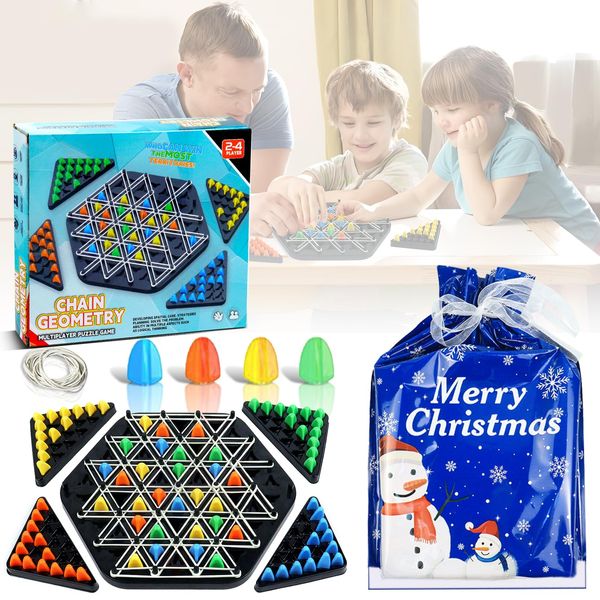 Triggle Game,Chain Triangle Chess Game,Board Games Toys,Triggle Rubber Band Game Puzzle Table Games Fun Multiplayer Family Chess Set,Board Games for Kids Ages 4 5 6 7 8-12