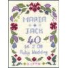 Mini Ruby Wedding Anniversary Sample - Complete Cross Stitch kit on 14 aida with Clear Colour Chart, Great for Beginners