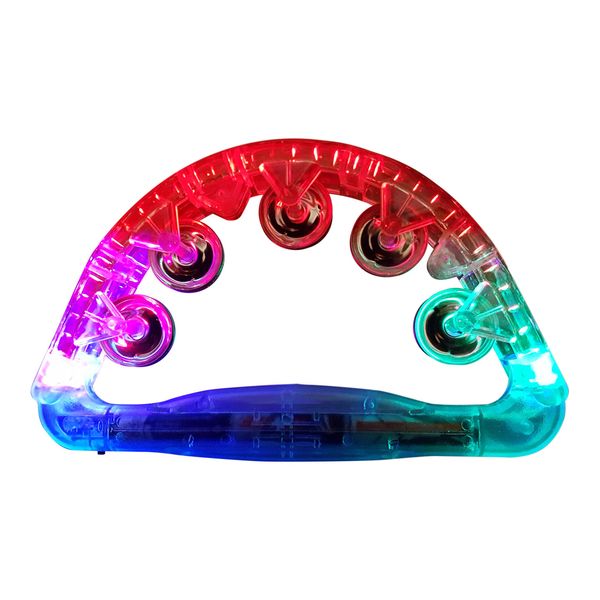 Glowtopia LED Flashing Tambourine with Bells and 6 Different Modes (1 pack)