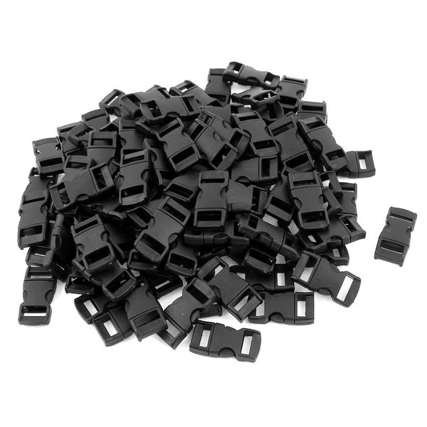 sourcing map Plastic Webbing Straps Side Quick Release Buckle 10mm 100 Pcs Black