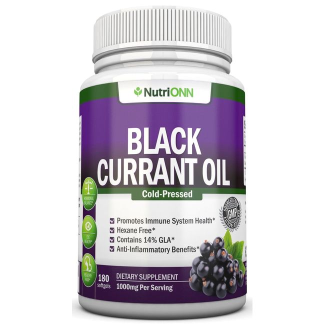 Black Currant Oil - 1000 Mg - 180 Softgels - Cold-Pressed - Hexane Free