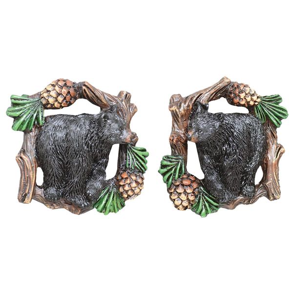 BLACK FOREST DECOR Pinecone Bears Cabinet Knobs - Set of 2