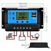 30A Solar Panel Battery Charge Controller 12V/24V LCD Regulator Auto Dual USB US