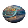 F Teal Beach Ocean Waves Sand Sunset Monogram Initial Letter PopSockets Swappable PopGrip