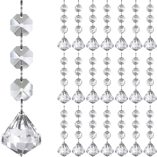 Jishi 30pk Acrylic Crystal Christmas Tree Decorations and Garland