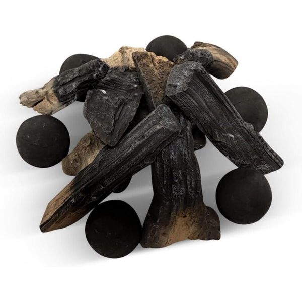 Gas Fireplace Logs 8 Pieces Ceramic Artificial Realistic Wood Fake Gas Logs Set