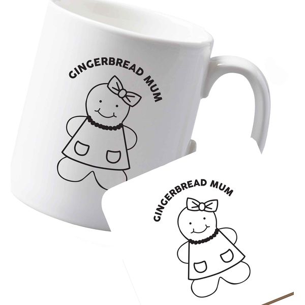 Flox Creative Ceramic Mug and Coaster Set Gingerbread Mum Left Handed